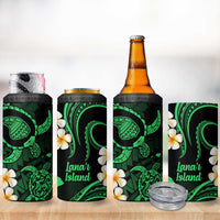 Hawaii Lanaʻi Islands Pacific Plumeria 4 in 1 Can Cooler Tumbler Green Polynesian Tattoo