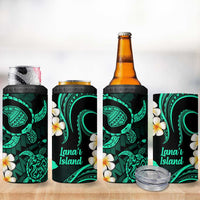 Hawaii Lanai Islands Pacific Plumeria 4 in 1 Can Cooler Tumbler Turquoise Polynesian Tattoo LT9 - Polynesian Pride