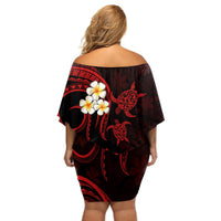 Polynesian Hawaii Off Shoulder Short Dress Kauai Islands with Pacific Plumeria Red Vibe LT9 - Polynesian Pride