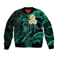 Polynesian Hawaii Bomber Jacket Kauai Islands with Pacific Plumeria Turquoise Vibe LT9 Unisex Turquoise - Polynesian Pride