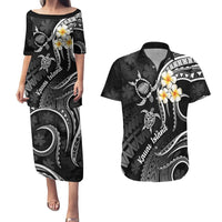 Polynesian Hawaii Couples Puletasi Dress and Hawaiian Shirt Kauai Islands with Pacific Plumeria White Vibe LT9 White - Polynesian Pride