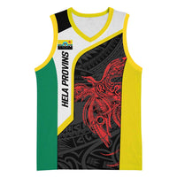 Personalised PNG Hela Province Basketball Jersey Bird of Paradise Tattoo Flag Motif LT9 Unisex Yellow - Polynesian Pride