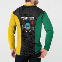 Personalised PNG Hela Province Button Sweatshirt Bird of Paradise Tattoo Flag Motif LT9 - Polynesian Pride