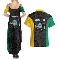 Personalised PNG Hela Province Couples Matching Summer Maxi Dress and Hawaiian Shirt Bird of Paradise Tattoo Flag Motif LT9 - Polynesian Pride