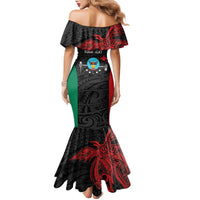 Personalised PNG Hela Province Family Matching Mermaid Dress and Hawaiian Shirt Bird of Paradise Tattoo Flag Motif LT9 - Polynesian Pride