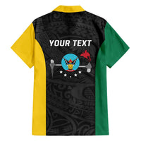 Personalised PNG Hela Province Family Matching Off The Shoulder Long Sleeve Dress and Hawaiian Shirt Bird of Paradise Tattoo Flag Motif LT9 - Polynesian Pride