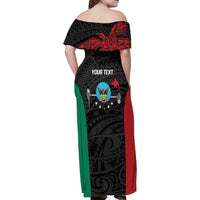 Personalised PNG Hela Province Family Matching Off Shoulder Maxi Dress and Hawaiian Shirt Bird of Paradise Tattoo Flag Motif LT9 - Polynesian Pride