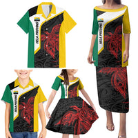 Personalised PNG Hela Province Family Matching Puletasi and Hawaiian Shirt Bird of Paradise Tattoo Flag Motif LT9 - Polynesian Pride