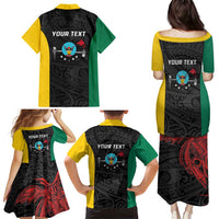 Personalised PNG Hela Province Family Matching Puletasi and Hawaiian Shirt Bird of Paradise Tattoo Flag Motif LT9 - Polynesian Pride