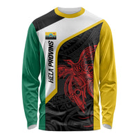 Personalised PNG Hela Province Long Sleeve Shirt Bird of Paradise Tattoo Flag Motif LT9 Unisex Yellow - Polynesian Pride