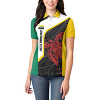 Personalised PNG Hela Province Women Polo Shirt Bird of Paradise Tattoo Flag Motif LT9 - Polynesian Pride