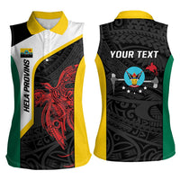 Personalised PNG Hela Province Women Sleeveless Polo Shirt Bird of Paradise Tattoo Flag Motif LT9 - Polynesian Pride