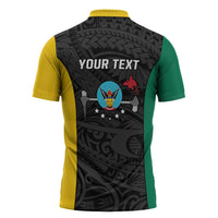 Personalised PNG Hela Province Zipper Polo Shirt Bird of Paradise Tattoo Flag Motif LT9 - Polynesian Pride