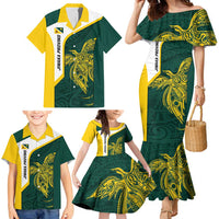 Personalised PNG Jiwaka Province Family Matching Mermaid Dress and Hawaiian Shirt Bird of Paradise Tattoo Flag Motif LT9 - Polynesian Pride