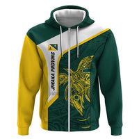 Personalised PNG Jiwaka Province Hoodie Bird of Paradise Tattoo Flag Motif LT9 Zip Hoodie Green - Polynesian Pride
