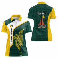 Personalised PNG Jiwaka Province Women Polo Shirt Bird of Paradise Tattoo Flag Motif LT9 - Polynesian Pride