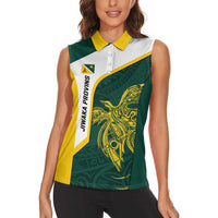 Personalised PNG Jiwaka Province Women Sleeveless Polo Shirt Bird of Paradise Tattoo Flag Motif LT9 - Polynesian Pride