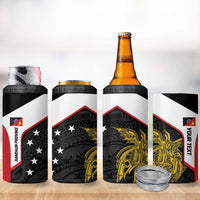 Personalised PNG Sandaun Province 4 in 1 Can Cooler Tumbler Bird of Paradise Tattoo Flag Motif LT9 - Polynesian Pride