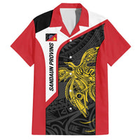 Personalised PNG Sandaun Province Family Matching Off The Shoulder Long Sleeve Dress and Hawaiian Shirt Bird of Paradise Tattoo Flag Motif LT9 Dad's Shirt - Short Sleeve Red - Polynesian Pride