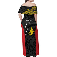 Personalised PNG Sandaun Province Family Matching Off Shoulder Maxi Dress and Hawaiian Shirt Bird of Paradise Tattoo Flag Motif LT9 - Polynesian Pride