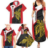 Personalised PNG Sandaun Province Family Matching Summer Maxi Dress and Hawaiian Shirt Bird of Paradise Tattoo Flag Motif LT9 - Polynesian Pride