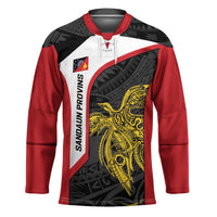 Personalised PNG Sandaun Province Hockey Jersey Bird of Paradise Tattoo Flag Motif LT9 Unisex Red - Polynesian Pride
