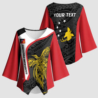 Personalised PNG Sandaun Province Kimono Sleeve Blouse Bird of Paradise Tattoo Flag Motif LT9 - Polynesian Pride