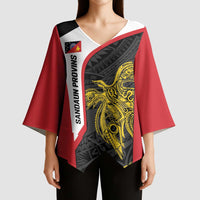 Personalised PNG Sandaun Province Kimono Sleeve Blouse Bird of Paradise Tattoo Flag Motif LT9 - Polynesian Pride