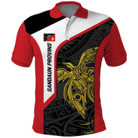 Personalised PNG Sandaun Province Polo Shirt Bird of Paradise Tattoo Flag Motif - Polynesian Pride