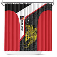 Personalised PNG Sandaun Province Shower Curtain Bird of Paradise Tattoo Flag Motif LT9 Red - Polynesian Pride