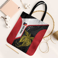 Personalised PNG Sandaun Province Tote Bag Bird of Paradise Tattoo Flag Motif LT9 Black Strap One Size Red - Polynesian Pride