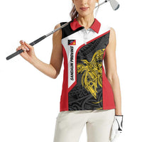 Personalised PNG Sandaun Province Women Sleeveless Polo Shirt Bird of Paradise Tattoo Flag Motif LT9 - Polynesian Pride