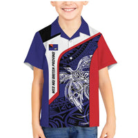 Personalised PNG West New Britain Province Family Matching Mermaid Dress and Hawaiian Shirt Bird of Paradise Tattoo Flag Motif LT9 Son's Shirt Blue - Polynesian Pride