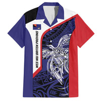 Personalised PNG West New Britain Province Family Matching Off Shoulder Short Dress and Hawaiian Shirt Bird of Paradise Tattoo Flag Motif LT9 Dad's Shirt - Short Sleeve Blue - Polynesian Pride