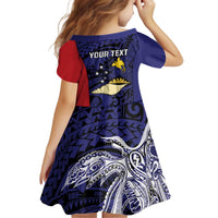 Personalised PNG West New Britain Province Kid Short Sleeve Dress Bird of Paradise Tattoo Flag Motif LT9 - Polynesian Pride