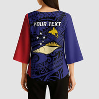 Personalised PNG West New Britain Province Kimono Sleeve Blouse Bird of Paradise Tattoo Flag Motif LT9 - Polynesian Pride