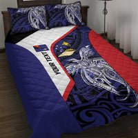 Personalised PNG West New Britain Province Quilt Bed Set Bird of Paradise Tattoo Flag Motif LT9 Blue - Polynesian Pride