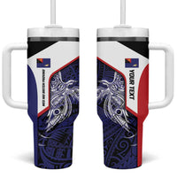 Personalised PNG West New Britain Province Tumbler With Handle Bird of Paradise Tattoo Flag Motif LT9 One Size: 40 oz Blue - Polynesian Pride