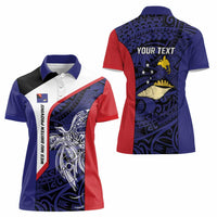 Personalised PNG West New Britain Province Women Polo Shirt Bird of Paradise Tattoo Flag Motif LT9 - Polynesian Pride
