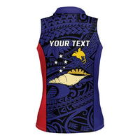 Personalised PNG West New Britain Province Women Sleeveless Polo Shirt Bird of Paradise Tattoo Flag Motif LT9 - Polynesian Pride