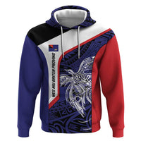 Personalised PNG West New Britain Province Zip Hoodie Bird of Paradise Tattoo Flag Motif LT9 Pullover Hoodie Blue - Polynesian Pride