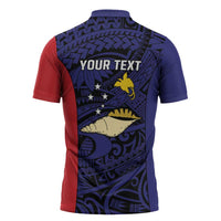 Personalised PNG West New Britain Province Zipper Polo Shirt Bird of Paradise Tattoo Flag Motif LT9 - Polynesian Pride