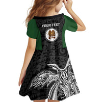 Personalised PNG Western Highlands Province Kid Short Sleeve Dress Bird of Paradise Tattoo Flag Motif LT9 - Polynesian Pride