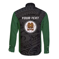 Personalised PNG Western Highlands Province Long Sleeve Button Shirt Bird of Paradise Tattoo Flag Motif LT9 - Polynesian Pride