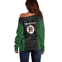 Personalised PNG Western Highlands Province Off Shoulder Sweater Bird of Paradise Tattoo Flag Motif LT9 - Polynesian Pride