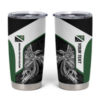 Personalised PNG Western Highlands Province Tumbler Cup Bird of Paradise Tattoo Flag Motif LT9 Green - Polynesian Pride