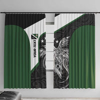 Personalised PNG Western Highlands Province Window Curtain Bird of Paradise Tattoo Flag Motif LT9 With Hooks Green - Polynesian Pride