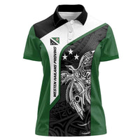 Personalised PNG Western Highlands Province Women Polo Shirt Bird of Paradise Tattoo Flag Motif LT9 Female Green - Polynesian Pride
