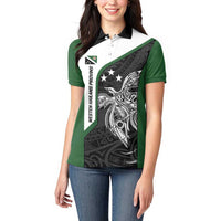 Personalised PNG Western Highlands Province Women Polo Shirt Bird of Paradise Tattoo Flag Motif LT9 - Polynesian Pride
