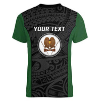 Personalised PNG Western Highlands Province Women V-Neck T-Shirt Bird of Paradise Tattoo Flag Motif LT9 - Polynesian Pride